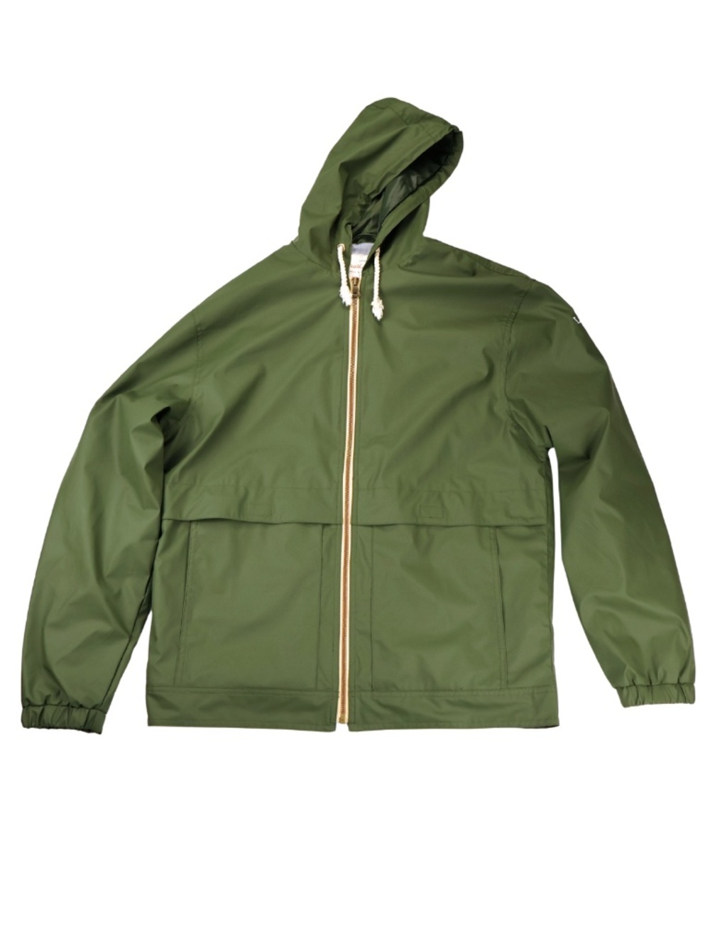 Original Weatherproof Vintage Green Hooded Rain Jacket Windbreaker Mens Medium